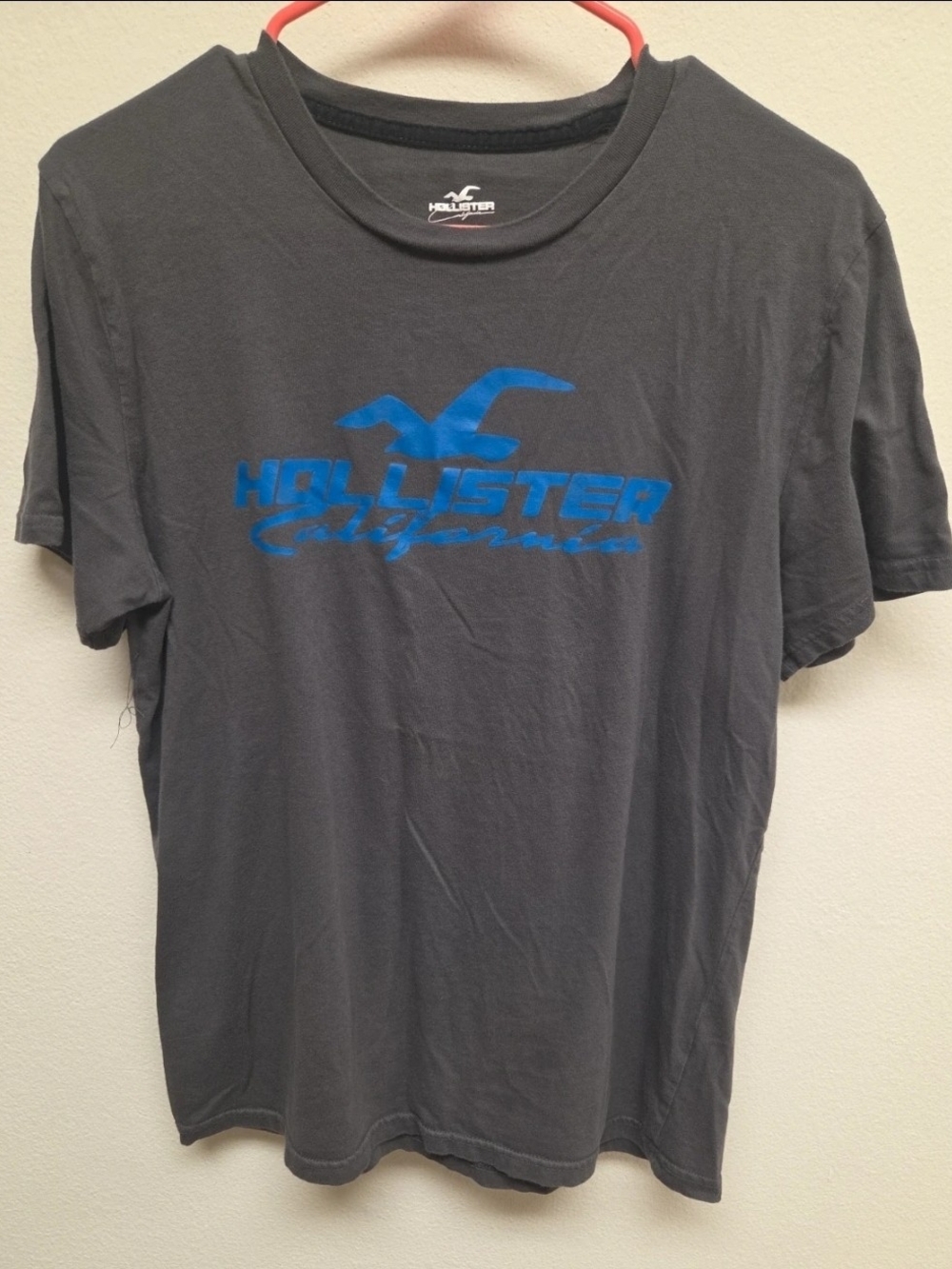 Hollister Charcoal Short-Sleeve Tee with Blue Logo